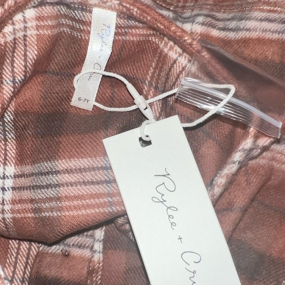 Rylee & Cru Eleni Brown Plaid Short Sleeve flannel Dress 6/7 NWT - Picture 3 of 3